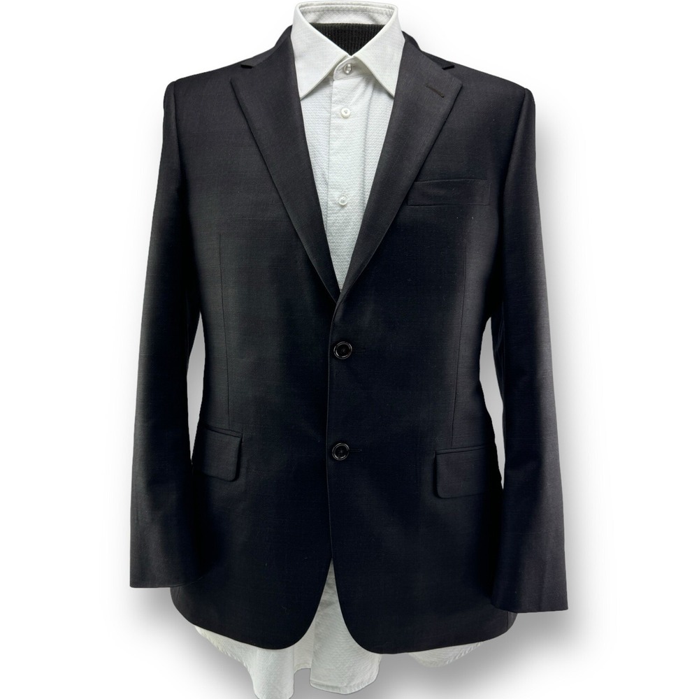 Hickey Freeman Brown & Burgundy Check Milburn II Wool 2 Button Blazer‎ Size 40R